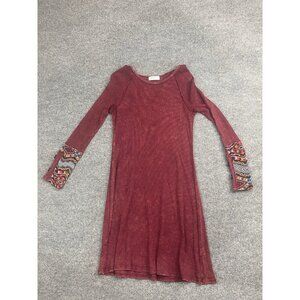 Hailey & Co Dress Women's M Red Multi Aztec Long Sleeve Button Raglan USA Made